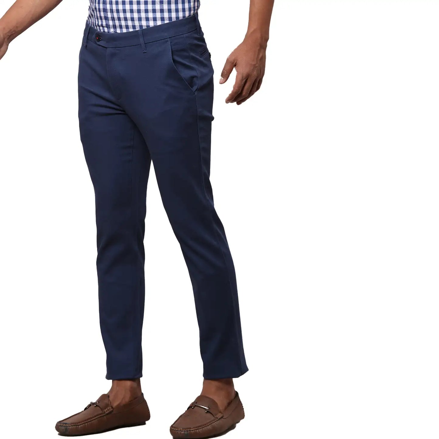 Men Black Contemporary Fit Solid Cotton Blend Trouser