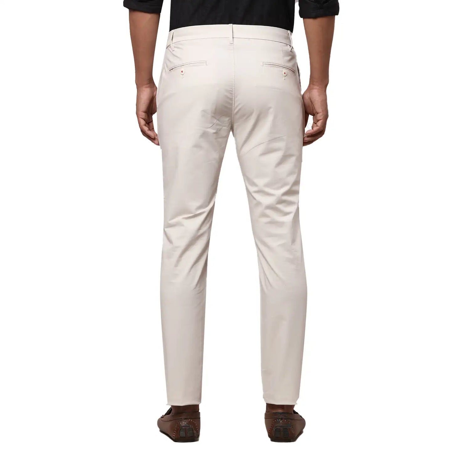 Men Grey Contemporary Fit Solid Cotton Blend Trouser