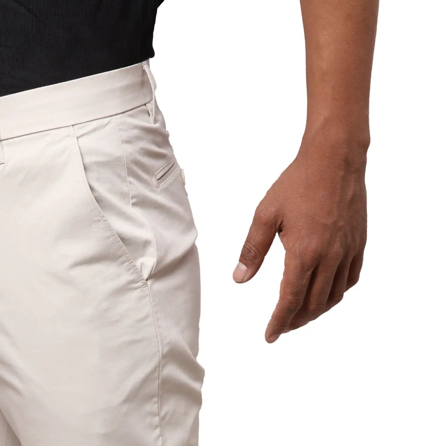Men Grey Contemporary Fit Solid Cotton Blend Trouser