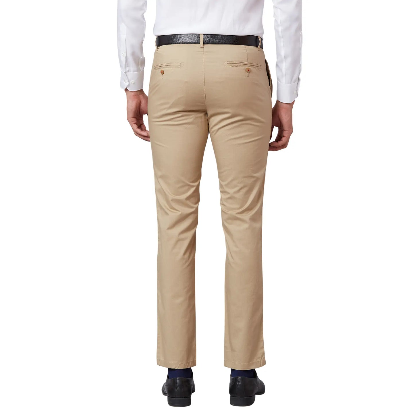 Men Brown Contemporary Fit Solid Cotton Blend Trouser