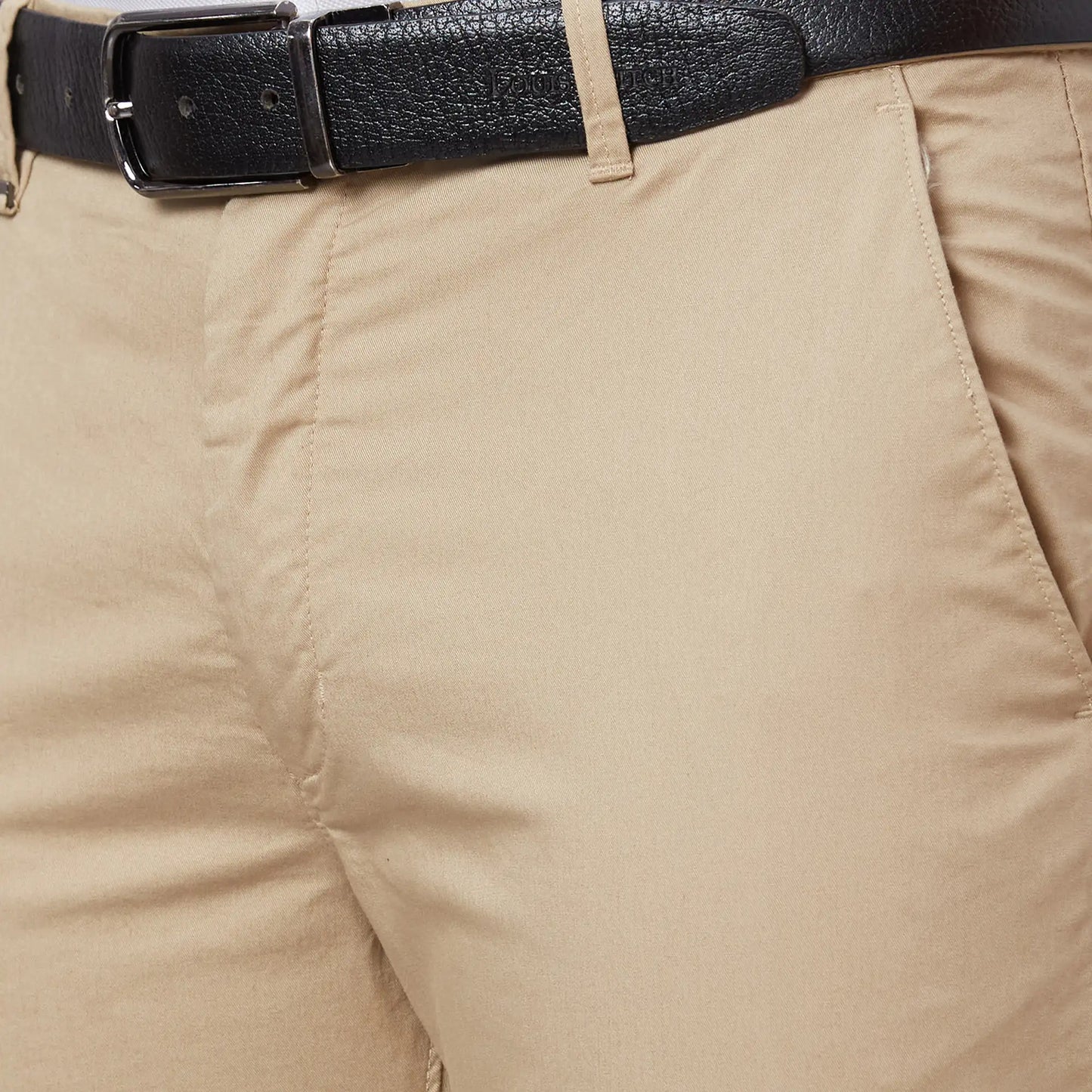 Men Brown Contemporary Fit Solid Cotton Blend Trouser