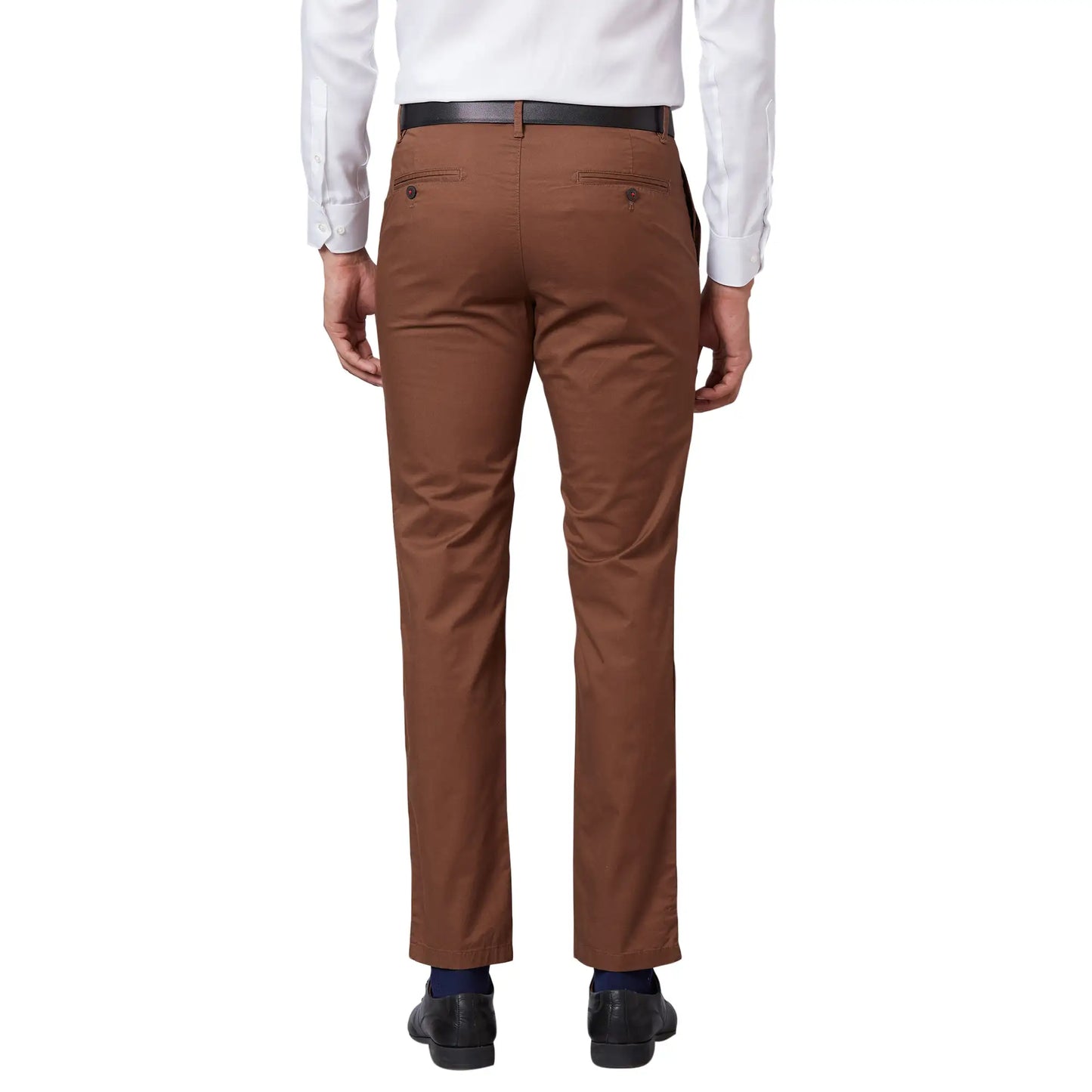 Men Petrol Slim Fit Solid Cotton Blend Trouser