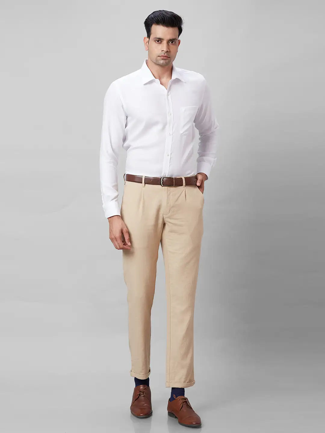 Men Blue Slim Fit Solid Terelyne Blend Suit