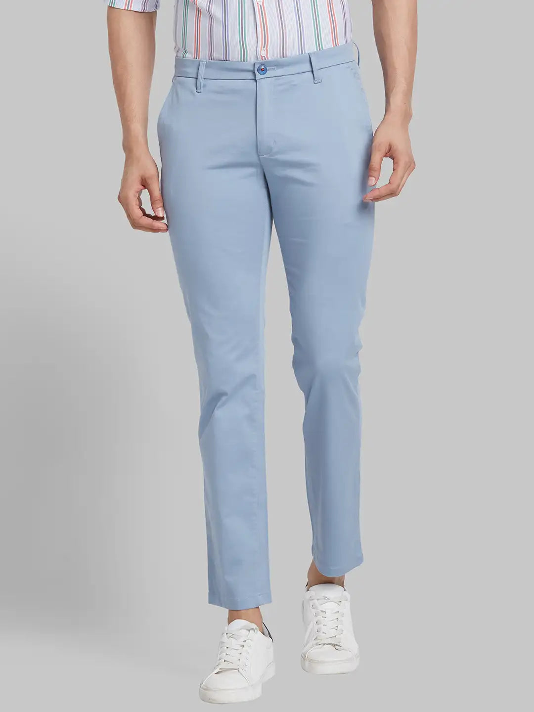 Men Slim Fit Blue Trouser