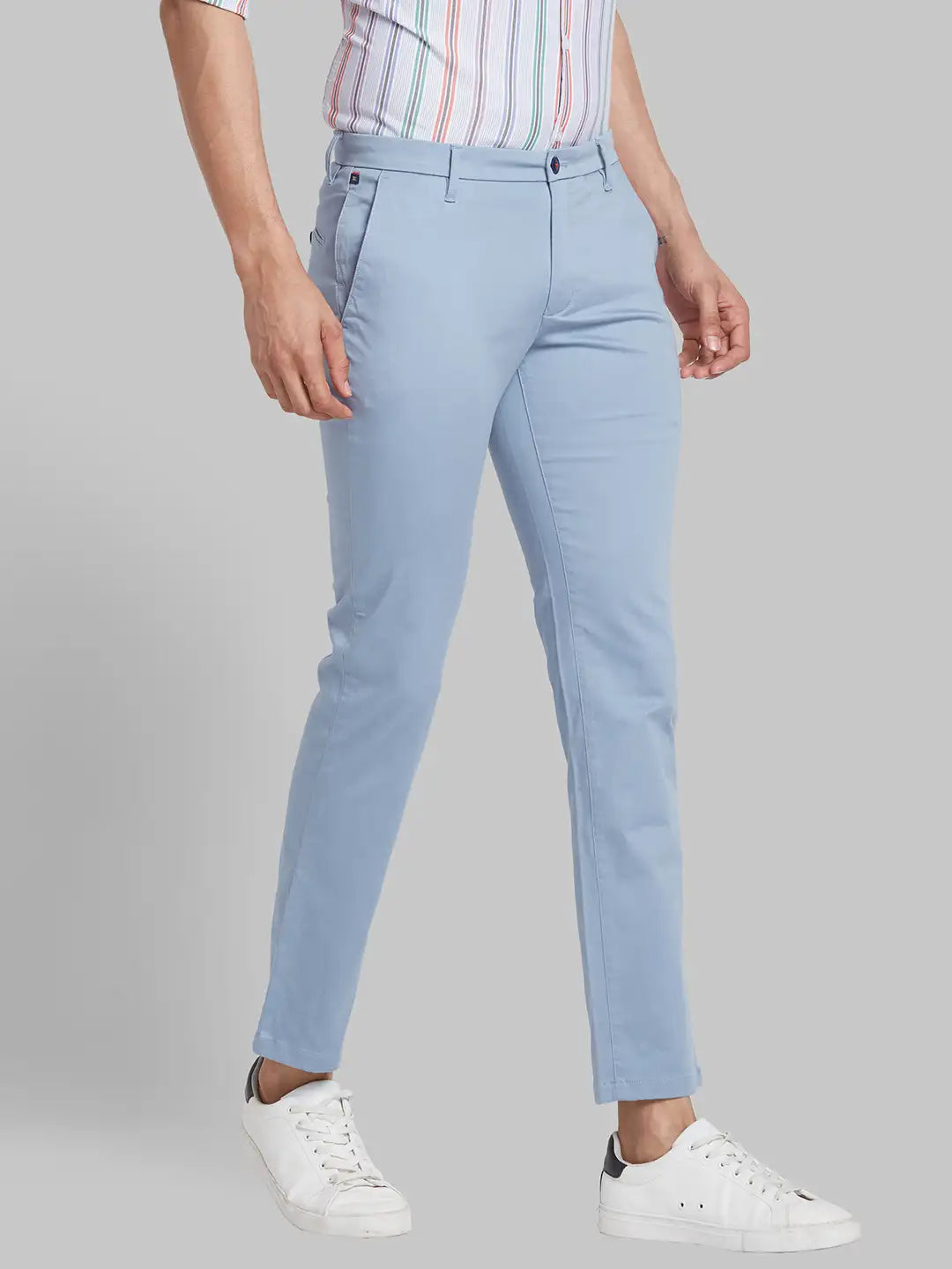 Men Slim Fit Blue Trouser