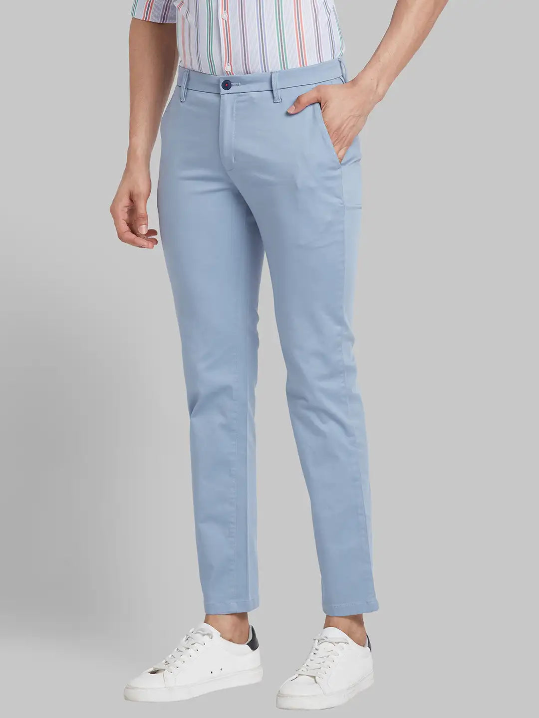 Men Slim Fit Blue Trouser