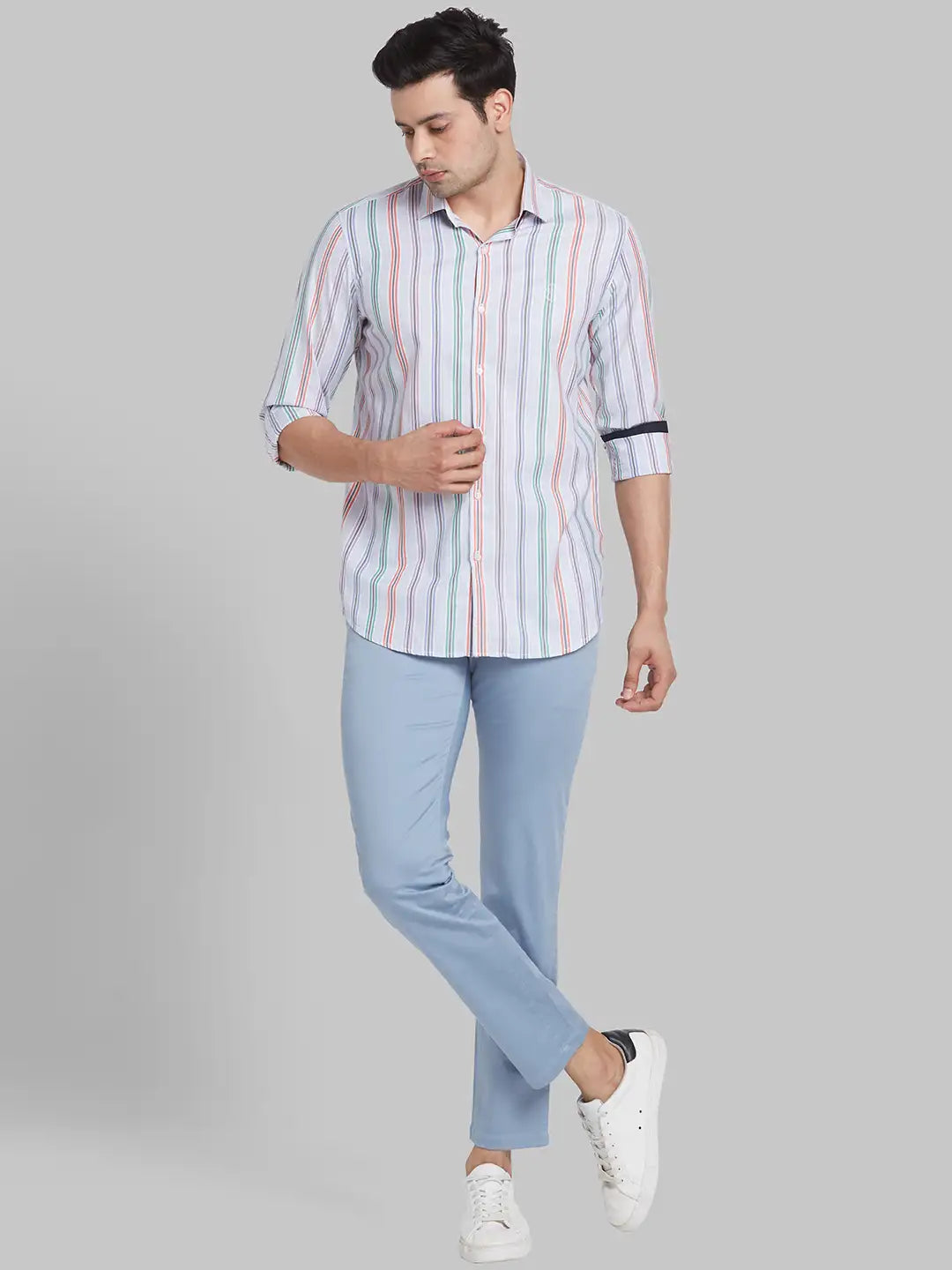 Men Slim Fit Blue Trouser