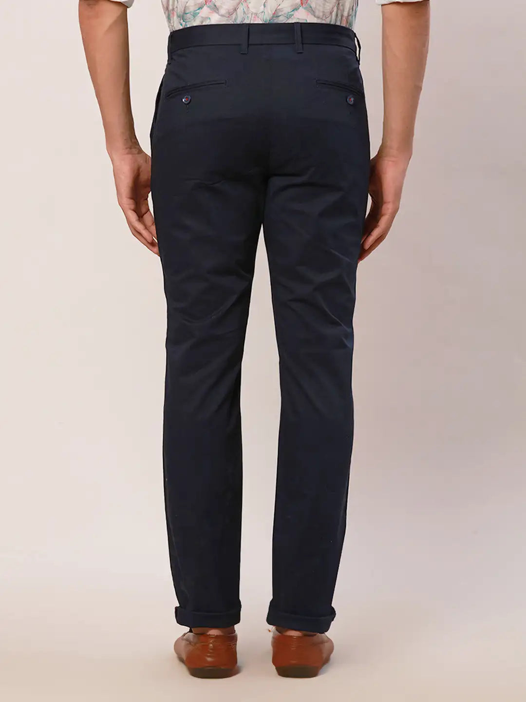 Raymond Men Grey Solid Slim Fit Cotton Blend Trouser