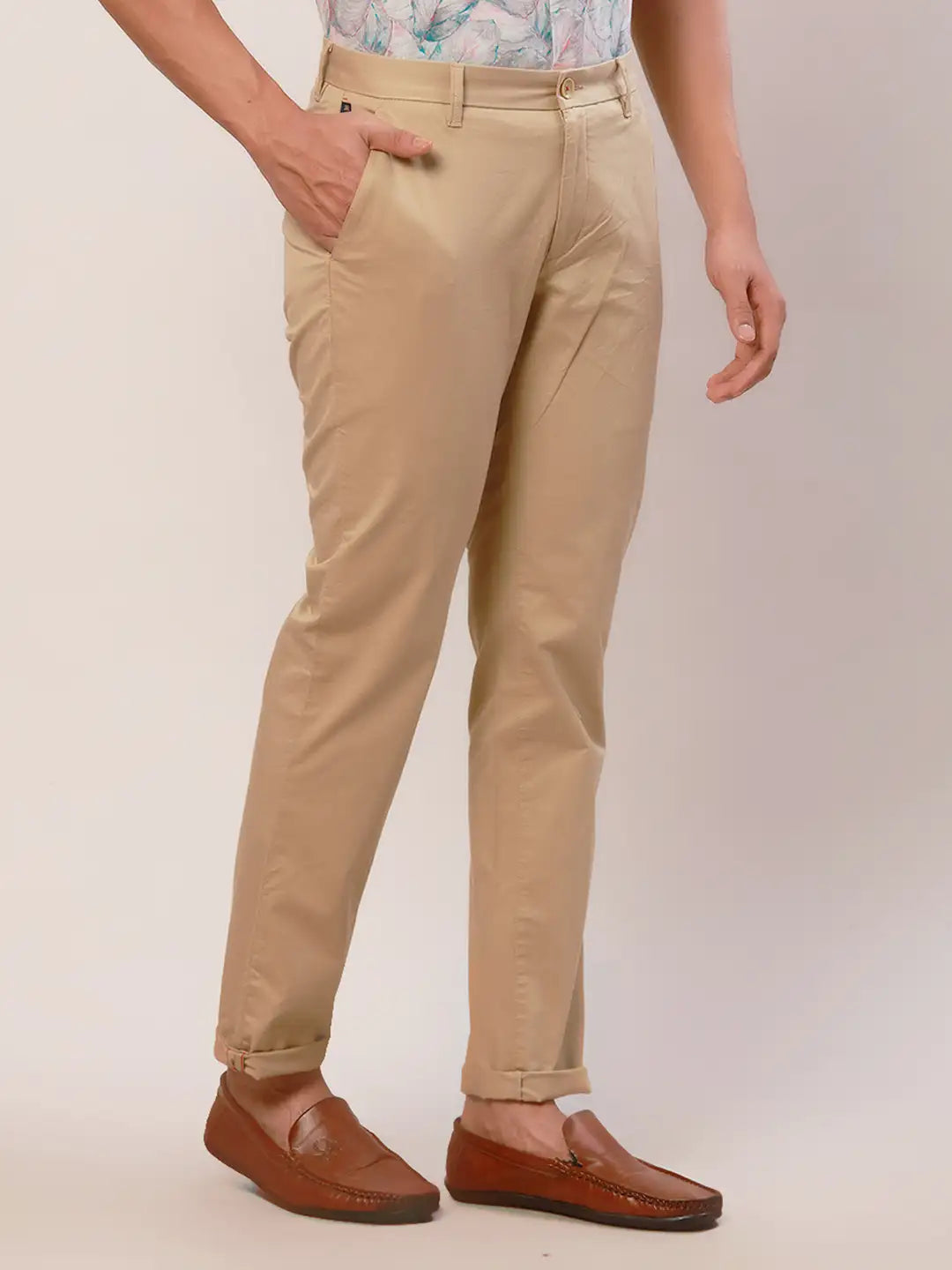 Raymond Men Black Solid Slim Fit Cotton Blend Trouser