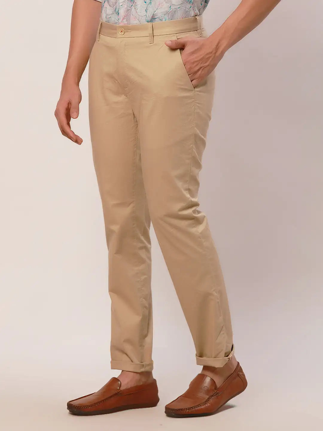 Raymond Men Black Solid Slim Fit Cotton Blend Trouser