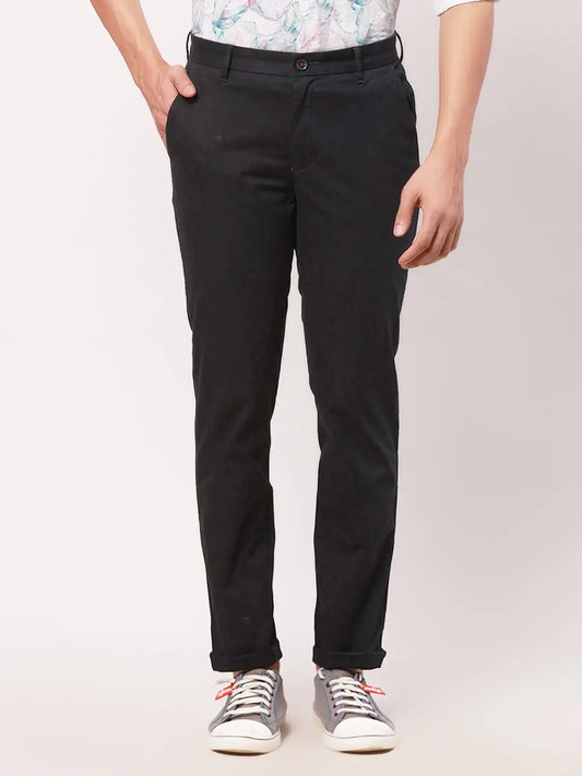 Raymond Men Grey Solid Slim Fit Cotton Blend Trouser