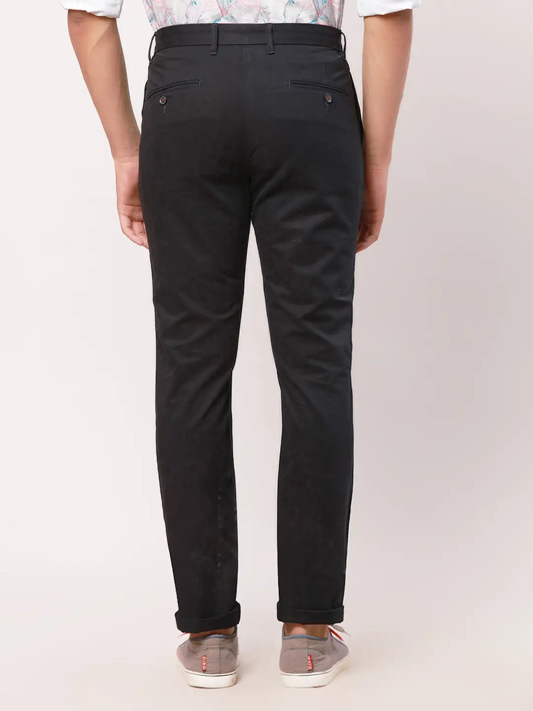 Raymond Men Grey Solid Slim Fit Cotton Blend Trouser