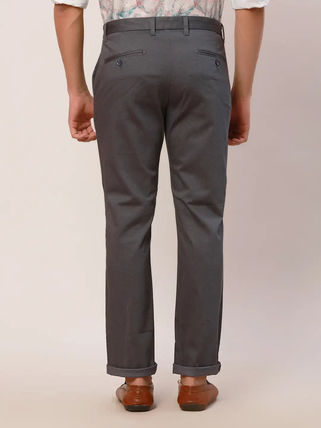 Raymond Men Grey Print Slim Fit Cotton Blend Trouser