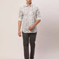 Raymond Men Grey Print Slim Fit Cotton Blend Trouser