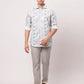 Raymond Men Green Print Slim Fit Cotton Blend Trouser