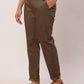 Raymond Men Green Solid Slim Fit Cotton Blend Trouser
