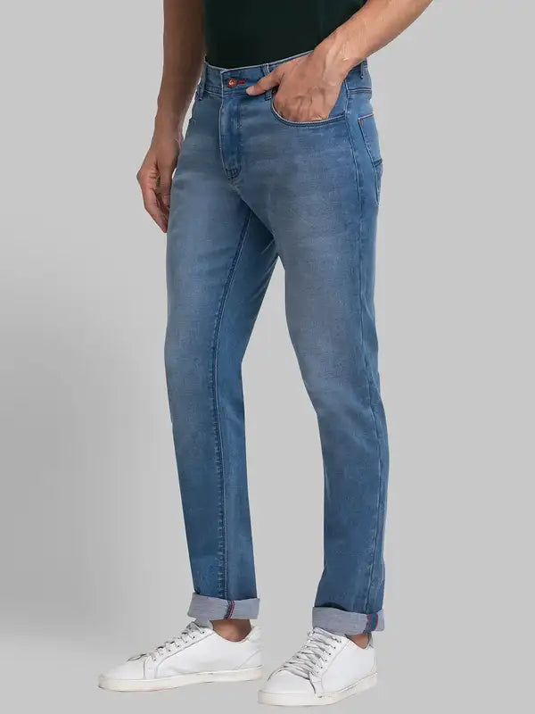 Men Slim Fit Blue Chinos