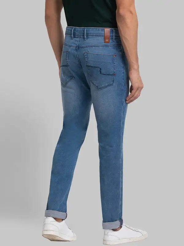 Men Slim Fit Blue Chinos