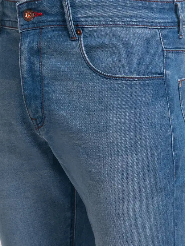 Men Slim Fit Blue Chinos
