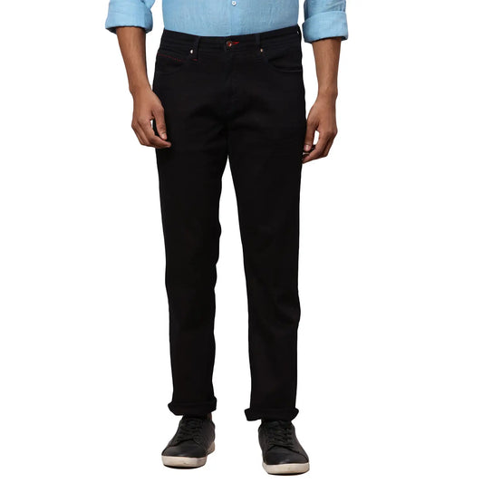 Men Blue Slim Fit Solid Cotton Blend Jeans