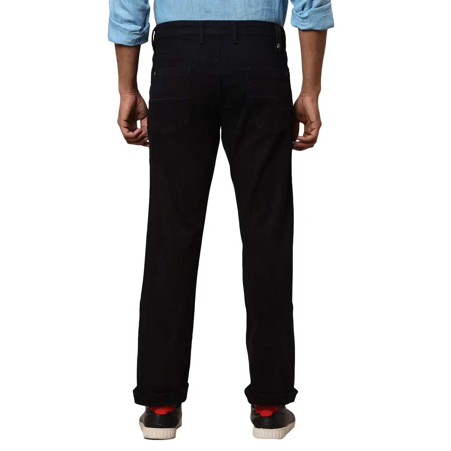 Men Blue Slim Fit Solid Cotton Blend Jeans