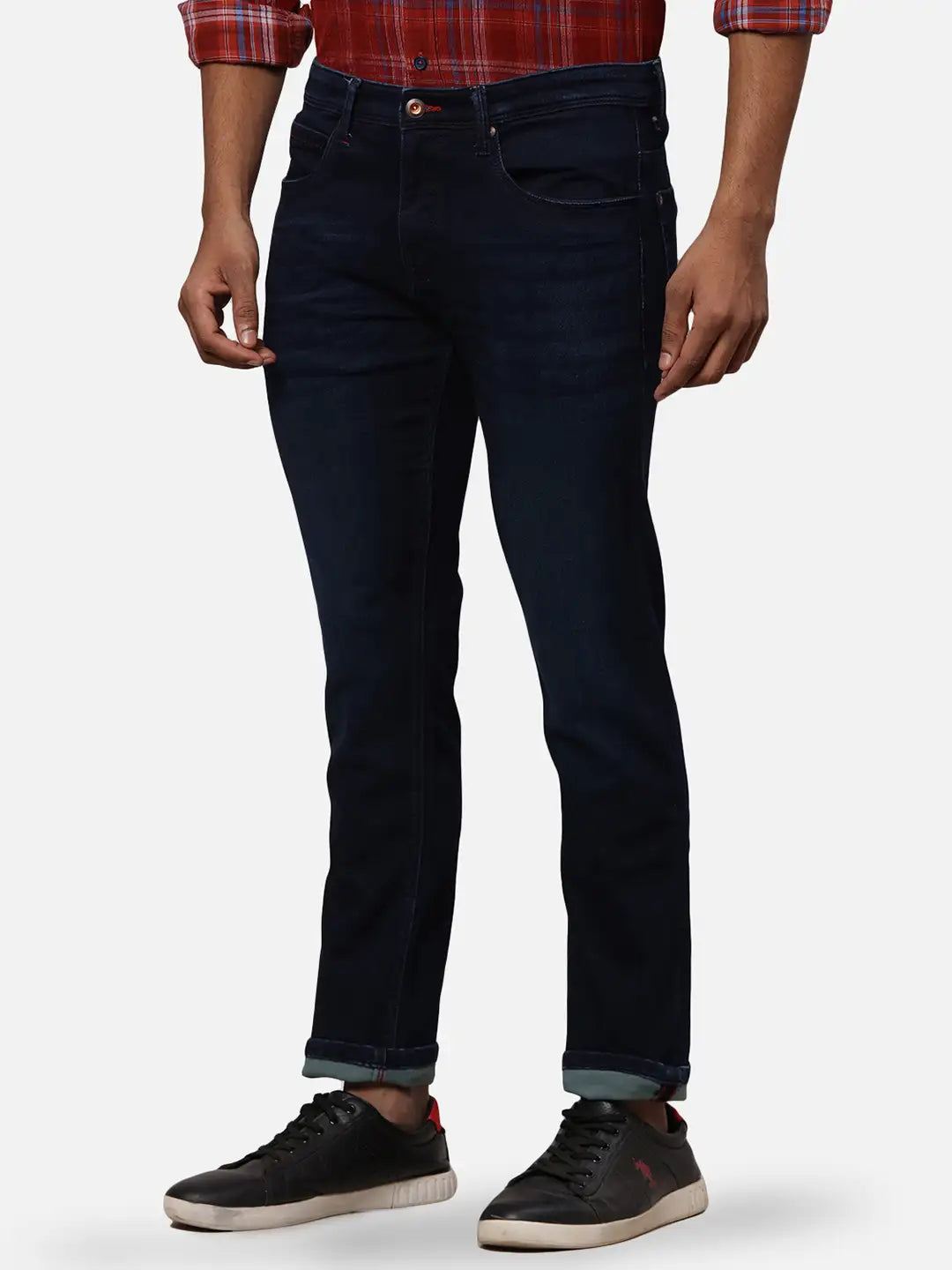 Raymond Men Blue Solid Slim Fit Cotton Blend Jeans