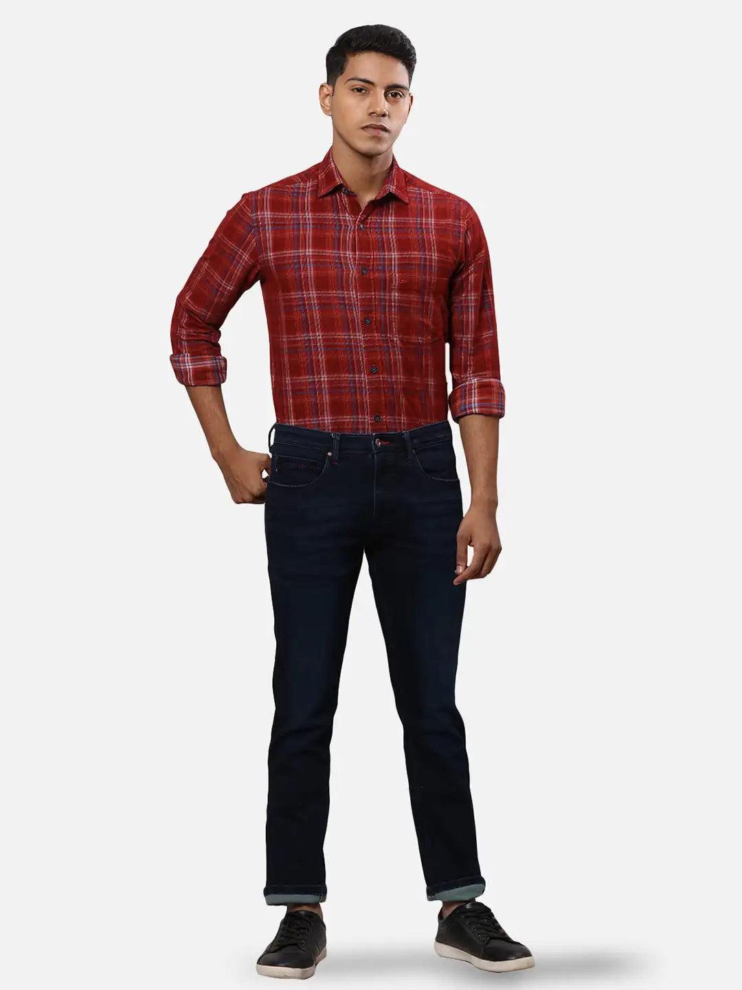 Raymond Men Blue Solid Slim Fit Cotton Blend Jeans