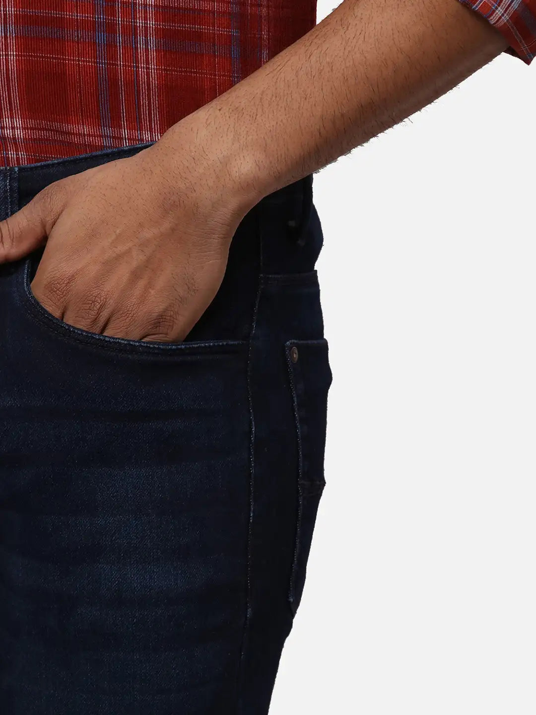Raymond Men Blue Solid Slim Fit Cotton Blend Jeans