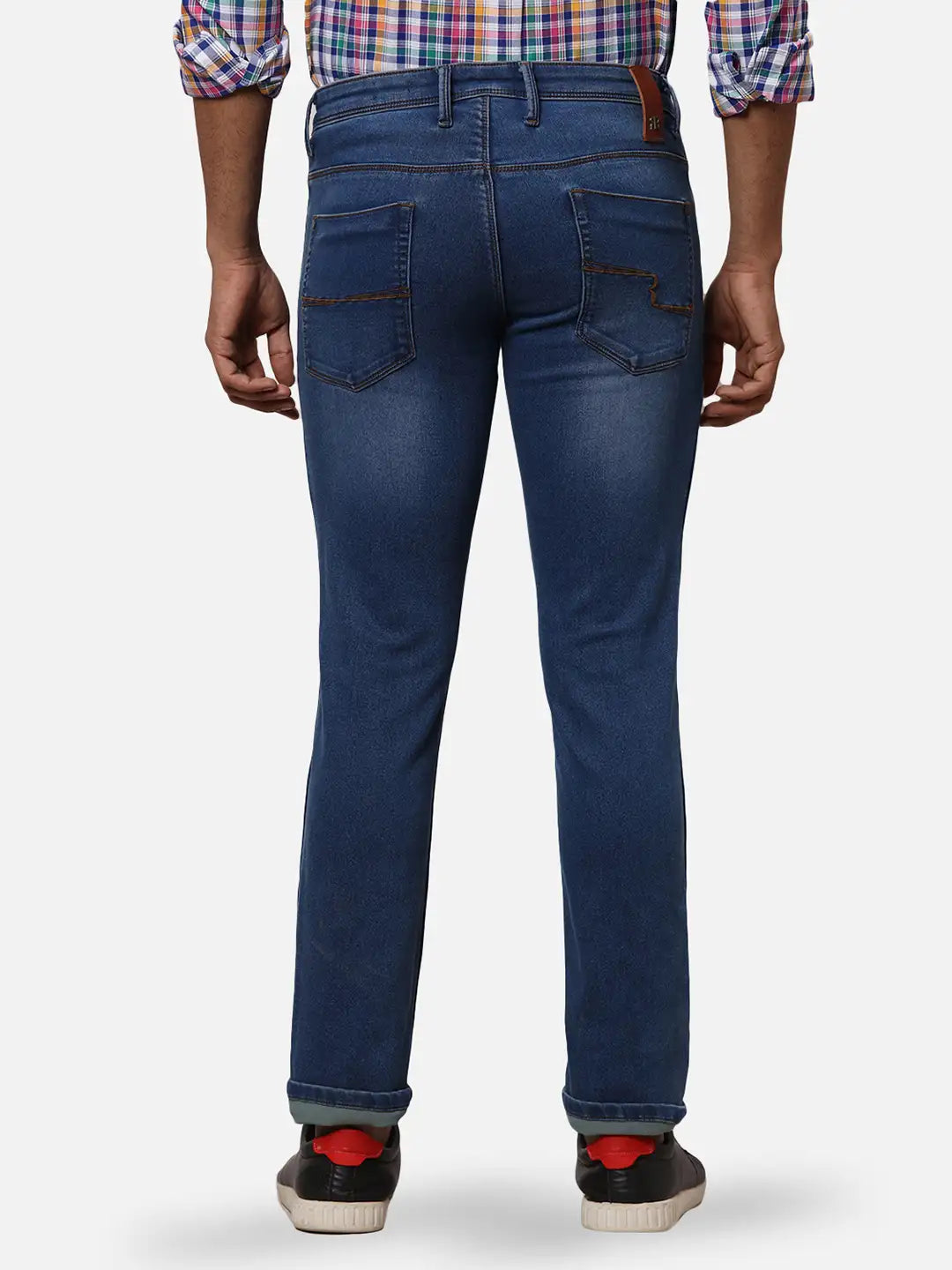 Raymond Men Blue Solid Slim Fit Cotton Blend Jeans