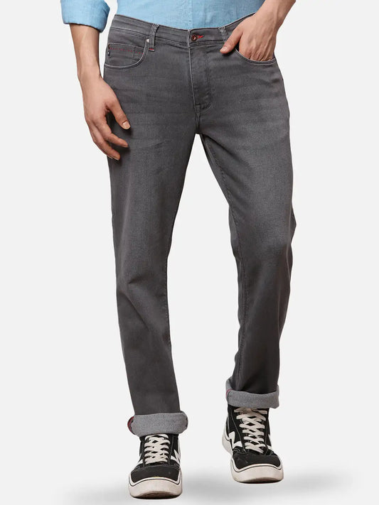 Raymond Men Blue Solid Slim Fit Cotton Blend Jeans