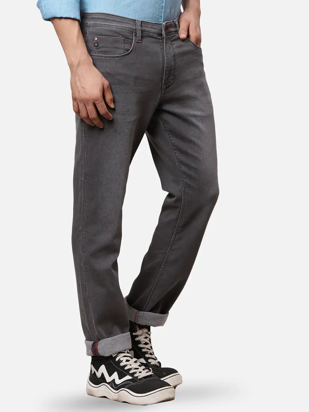 Raymond Men Blue Solid Slim Fit Cotton Blend Jeans