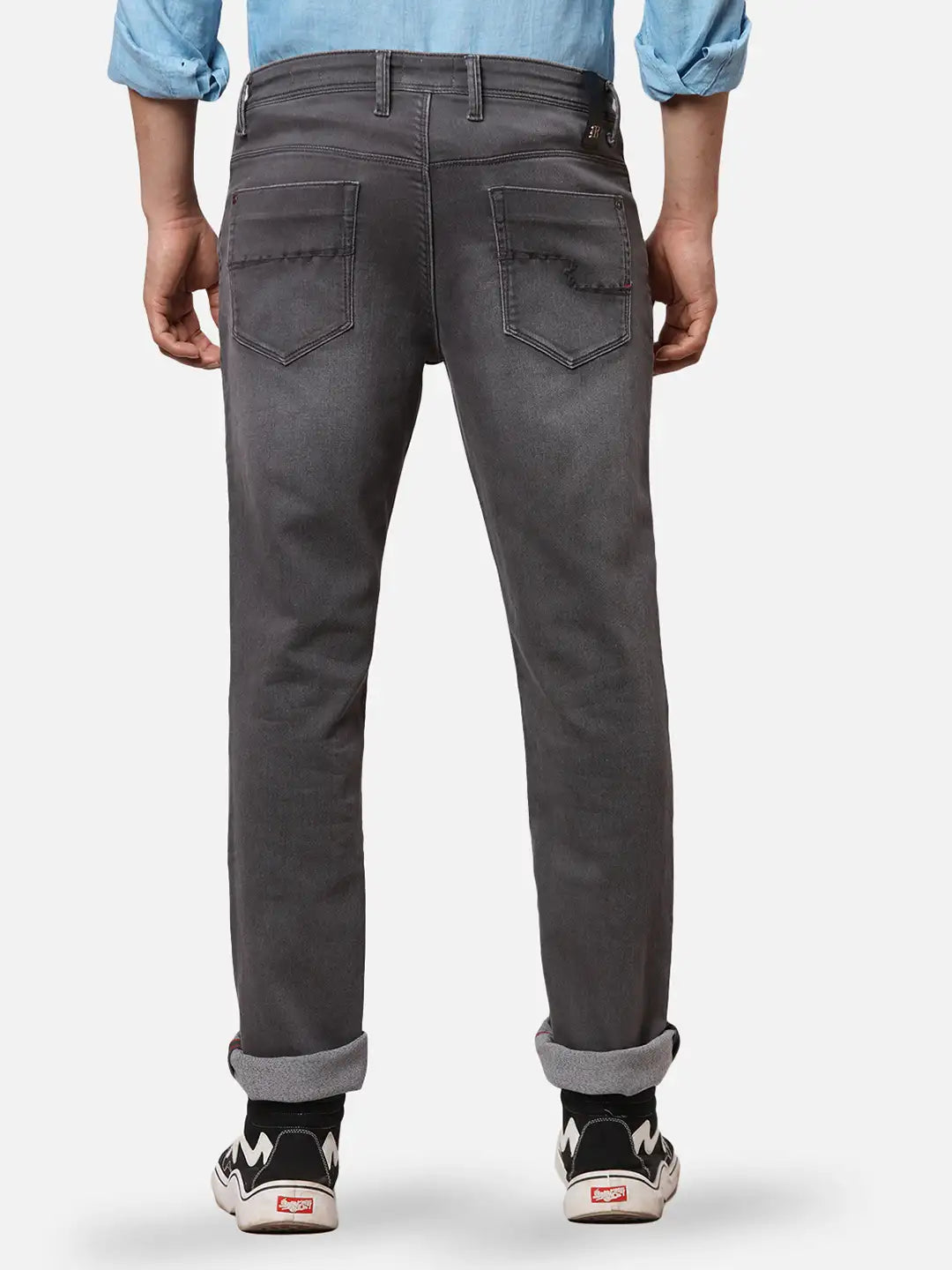 Raymond Men Blue Solid Slim Fit Cotton Blend Jeans