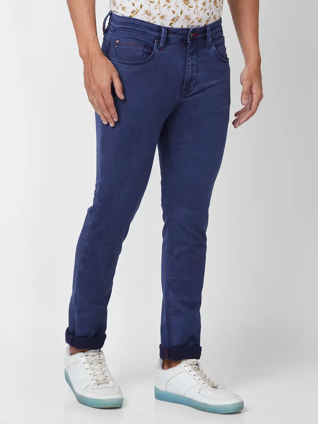 Raymond Slim Fit Solid Dark Blue Jeans