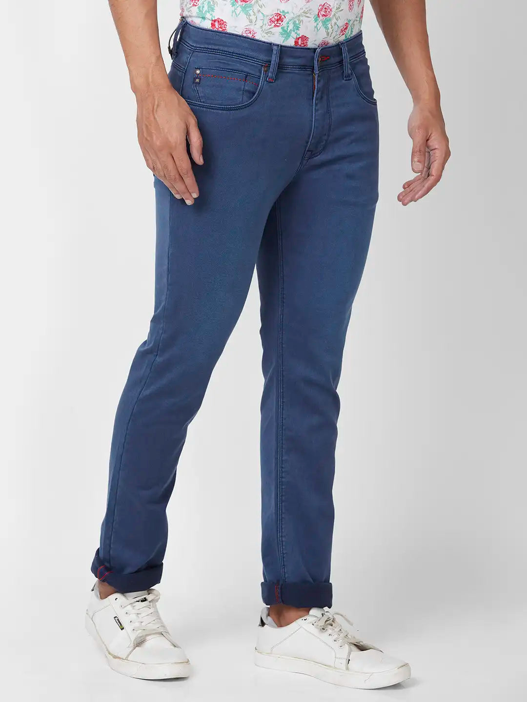 Raymond Slim Fit Solid Medium Blue Jeans