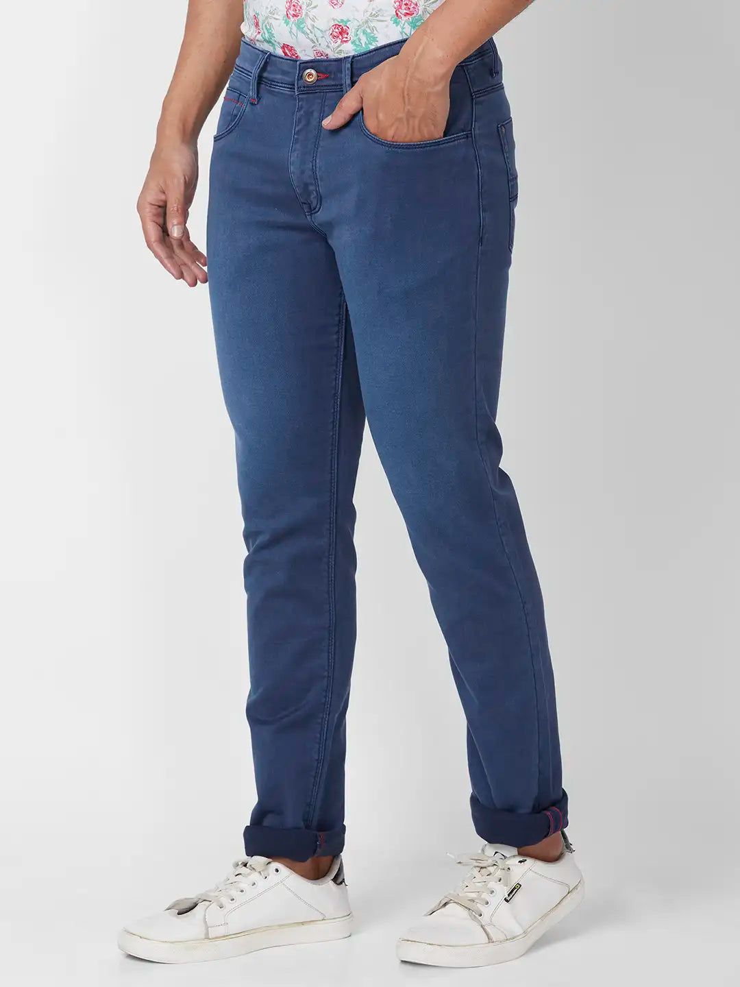 Raymond Slim Fit Solid Medium Blue Jeans