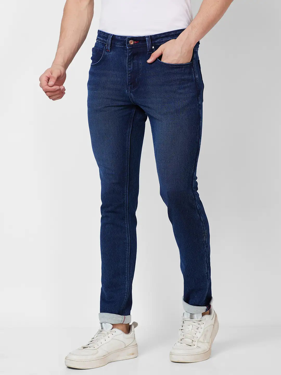Raymond Slim Fit Solid Dark Blue Jeans