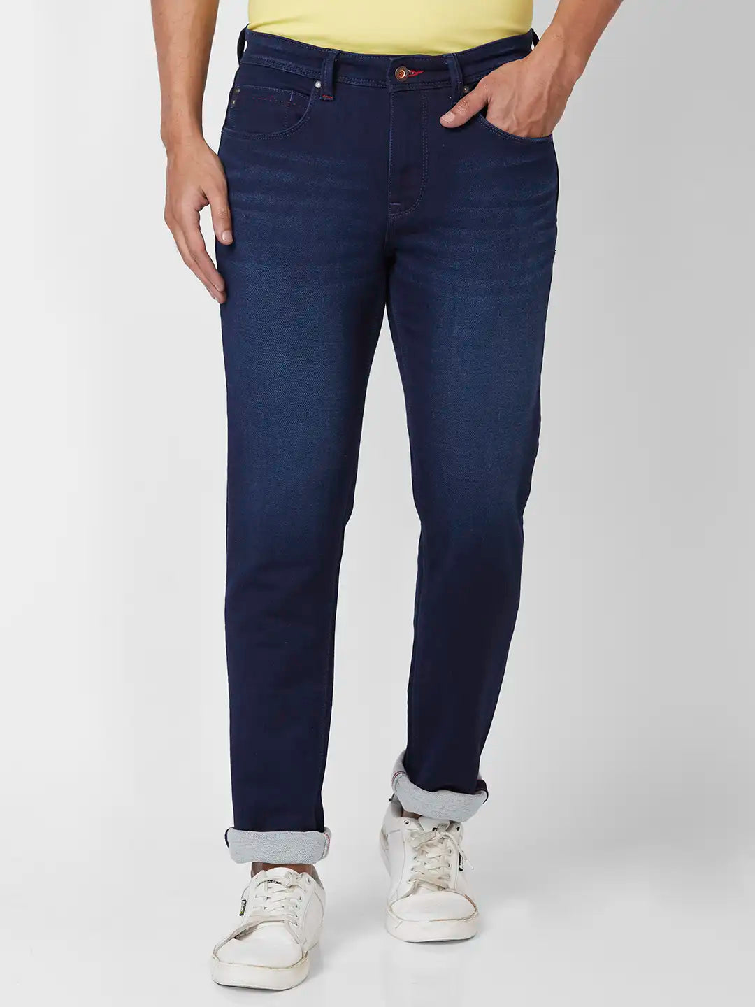 Raymond Slim Fit Solid Dark Blue Jeans