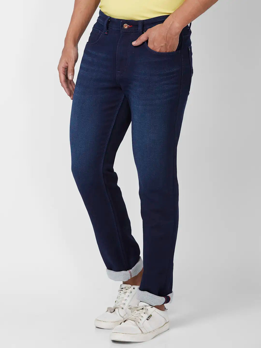 Raymond Slim Fit Solid Dark Blue Jeans
