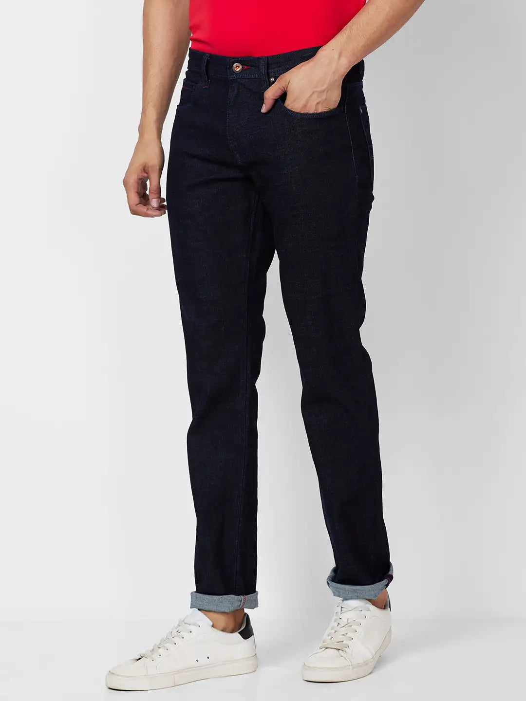 Raymond Slim Fit Solid Dark Blue Jeans