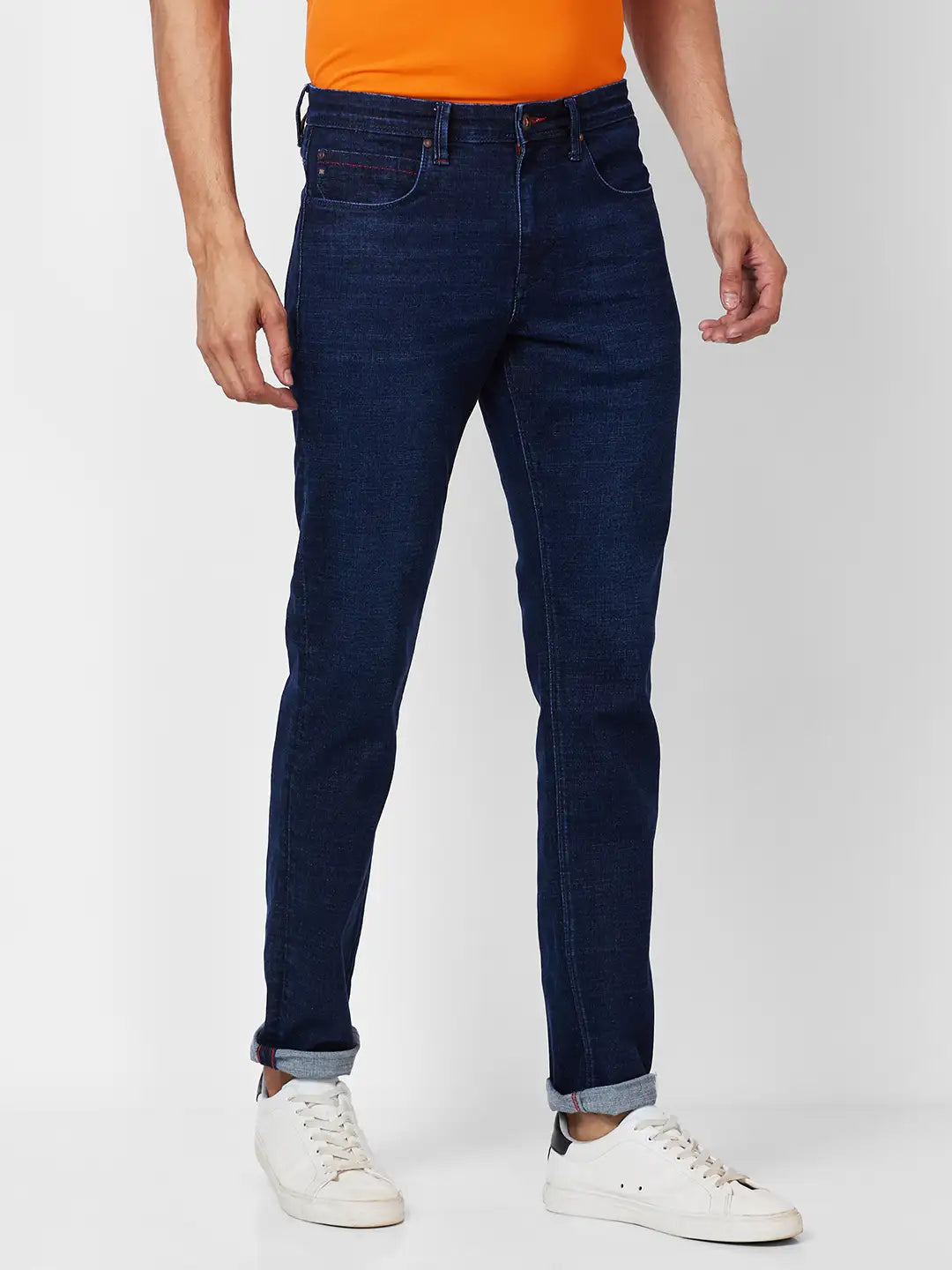 Raymond Slim Fit Solid Dark Blue Jeans