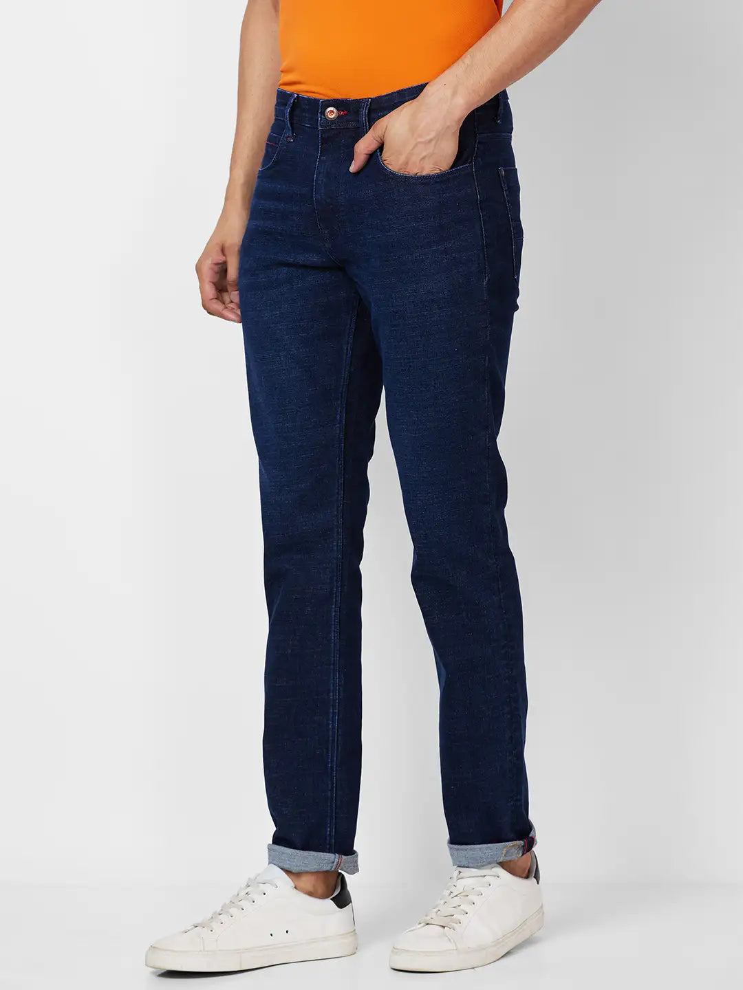 Raymond Slim Fit Solid Dark Blue Jeans