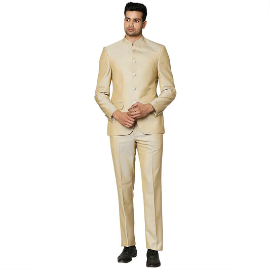 Men Contemporary Fit Medium Khaki Suit