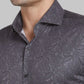 Men Petrol Slim Print Cotton Shirts