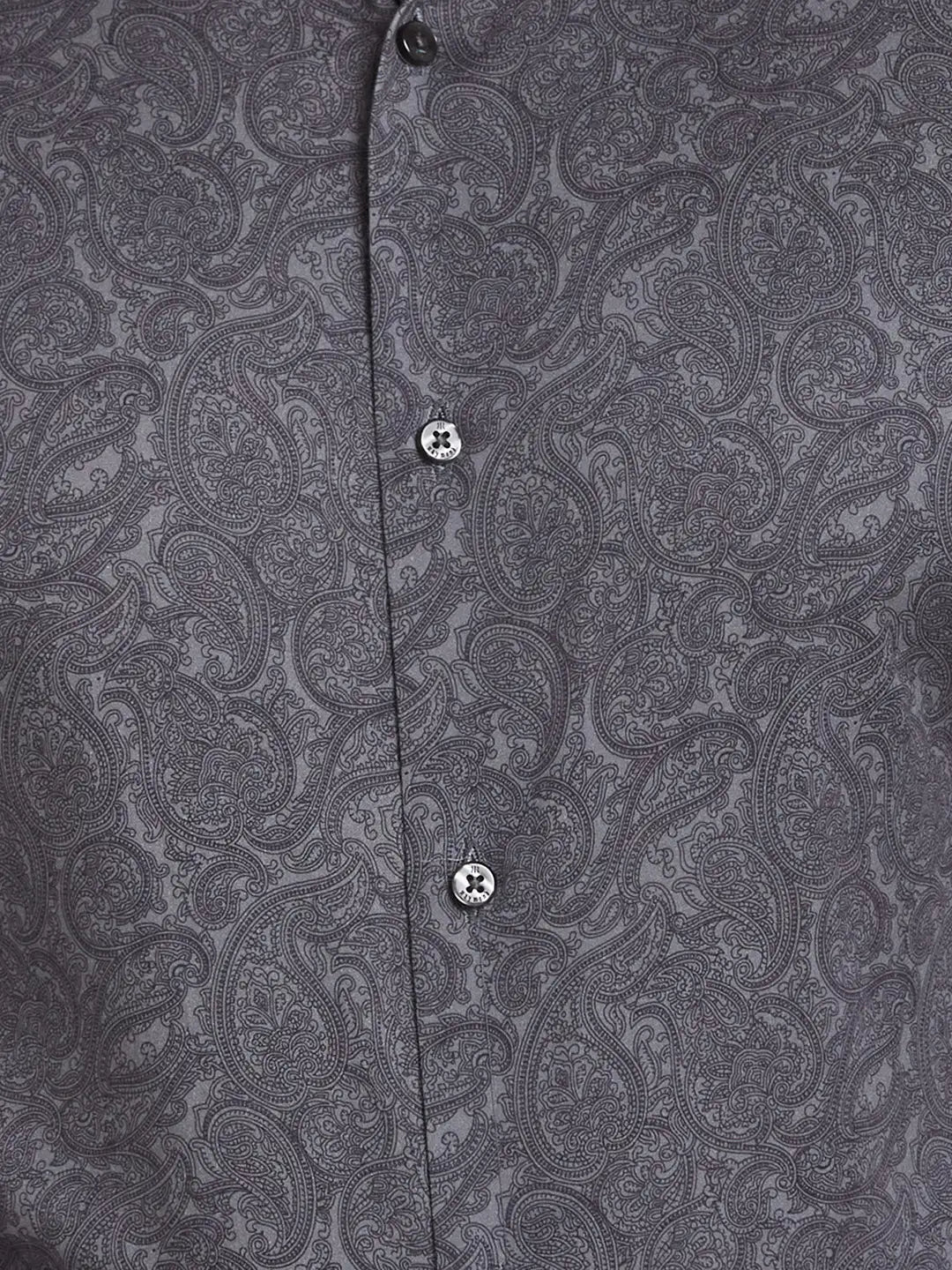 Men Petrol Slim Print Cotton Shirts