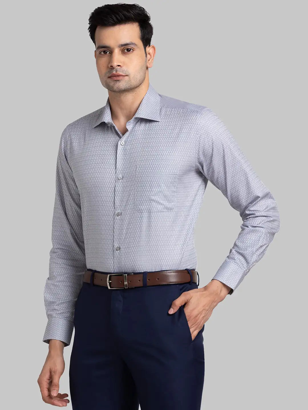 Men Petrol Contemporary Fit Structure Cotton Shirts