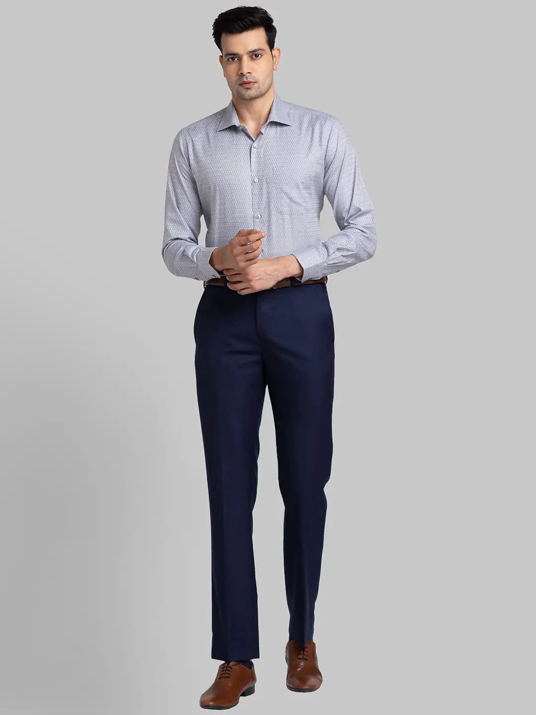 Men Petrol Contemporary Fit Structure Cotton Shirts