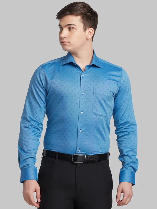 Men Violet Contemporary Fit Structure Cotton Shirts