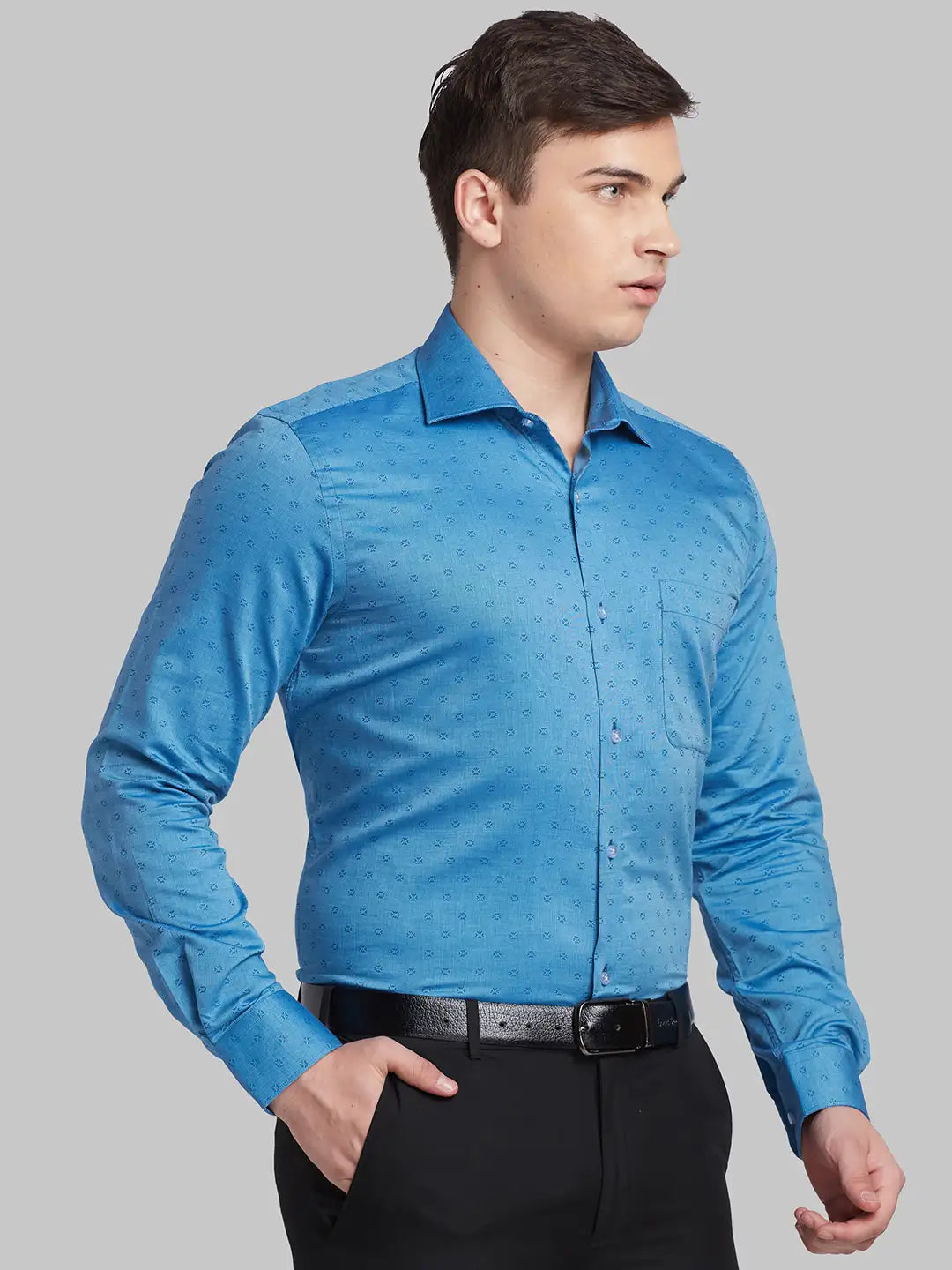 Men Violet Contemporary Fit Structure Cotton Shirts