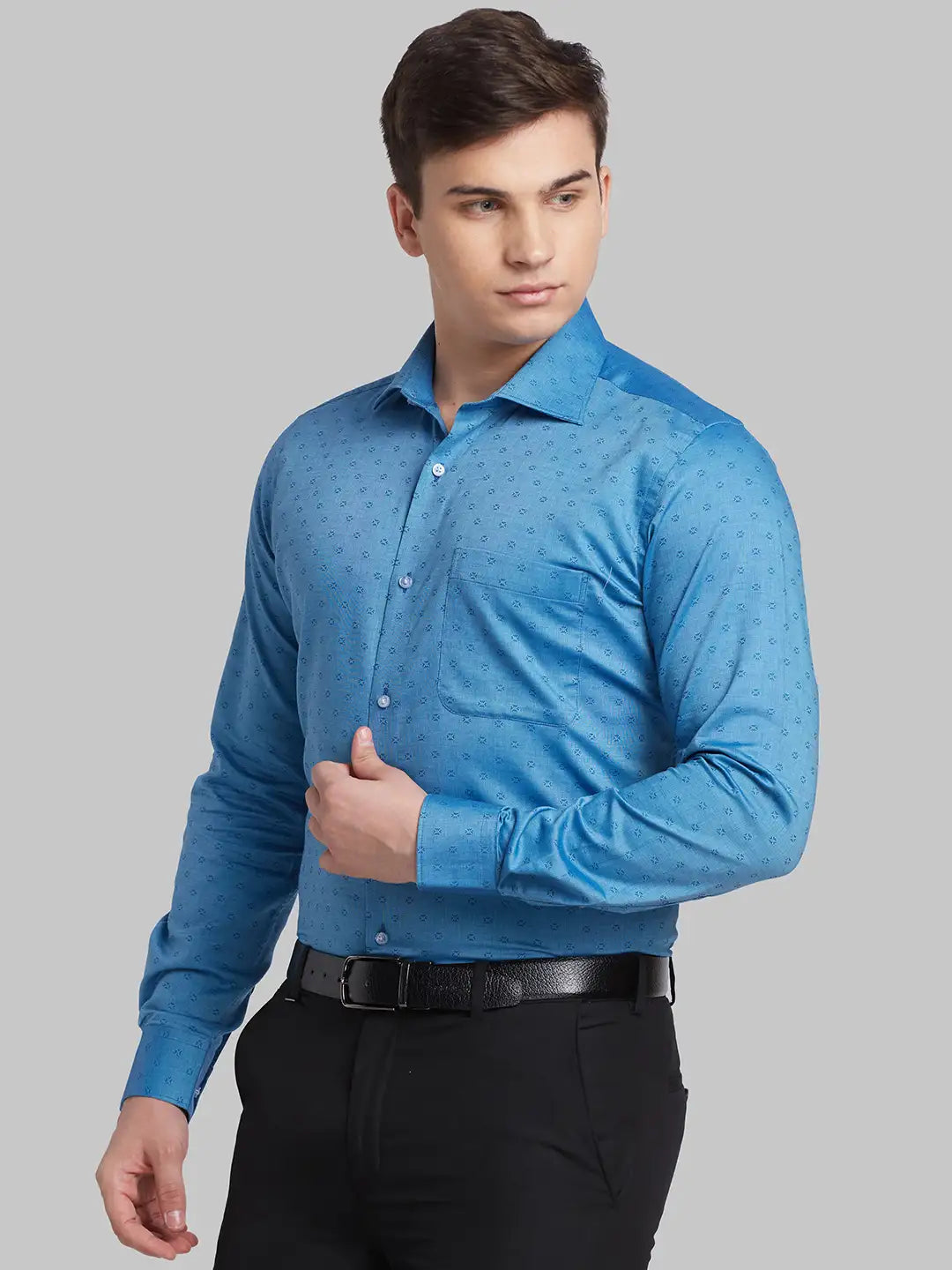 Men Violet Contemporary Fit Structure Cotton Shirts