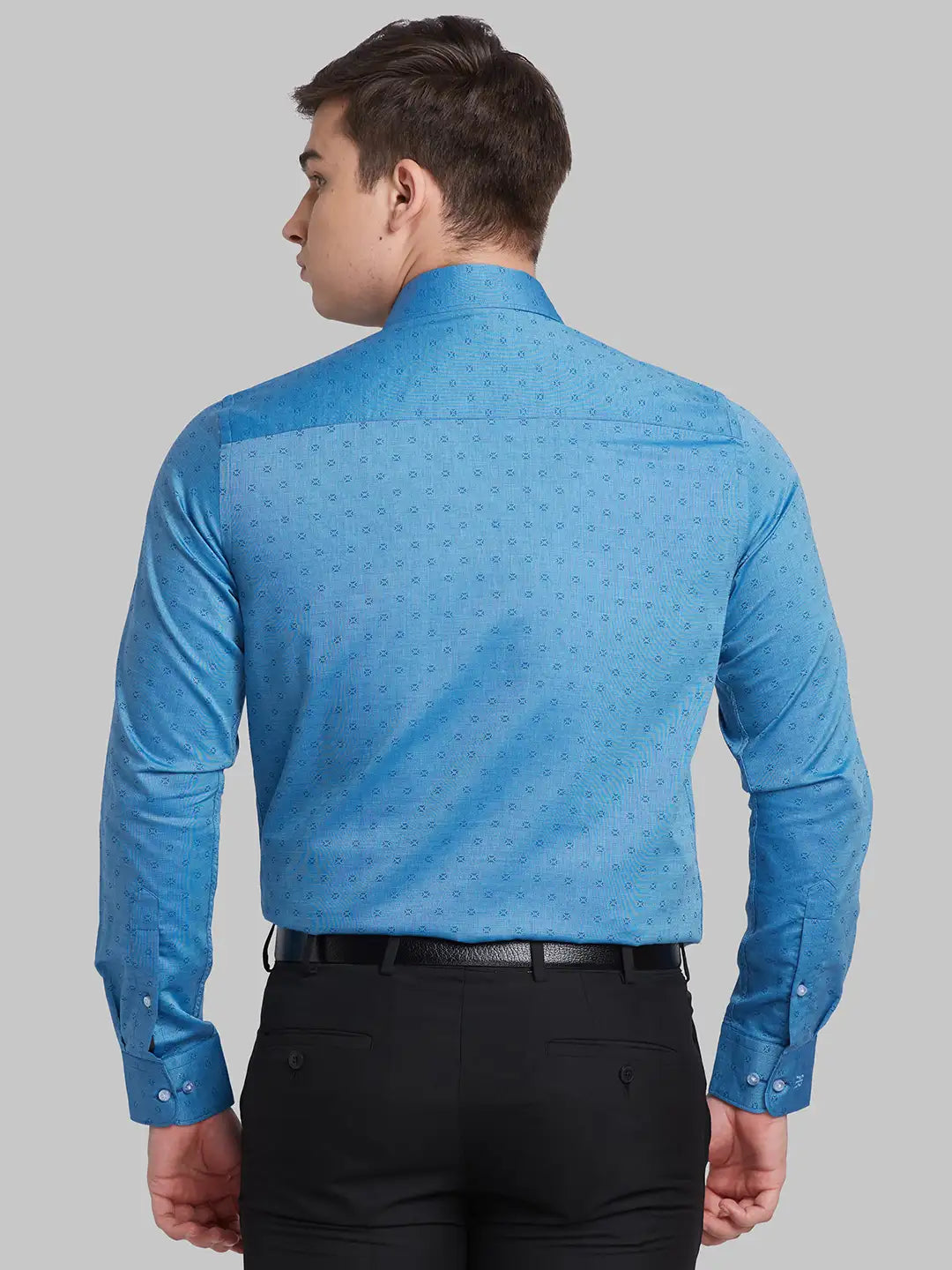 Men Violet Contemporary Fit Structure Cotton Shirts